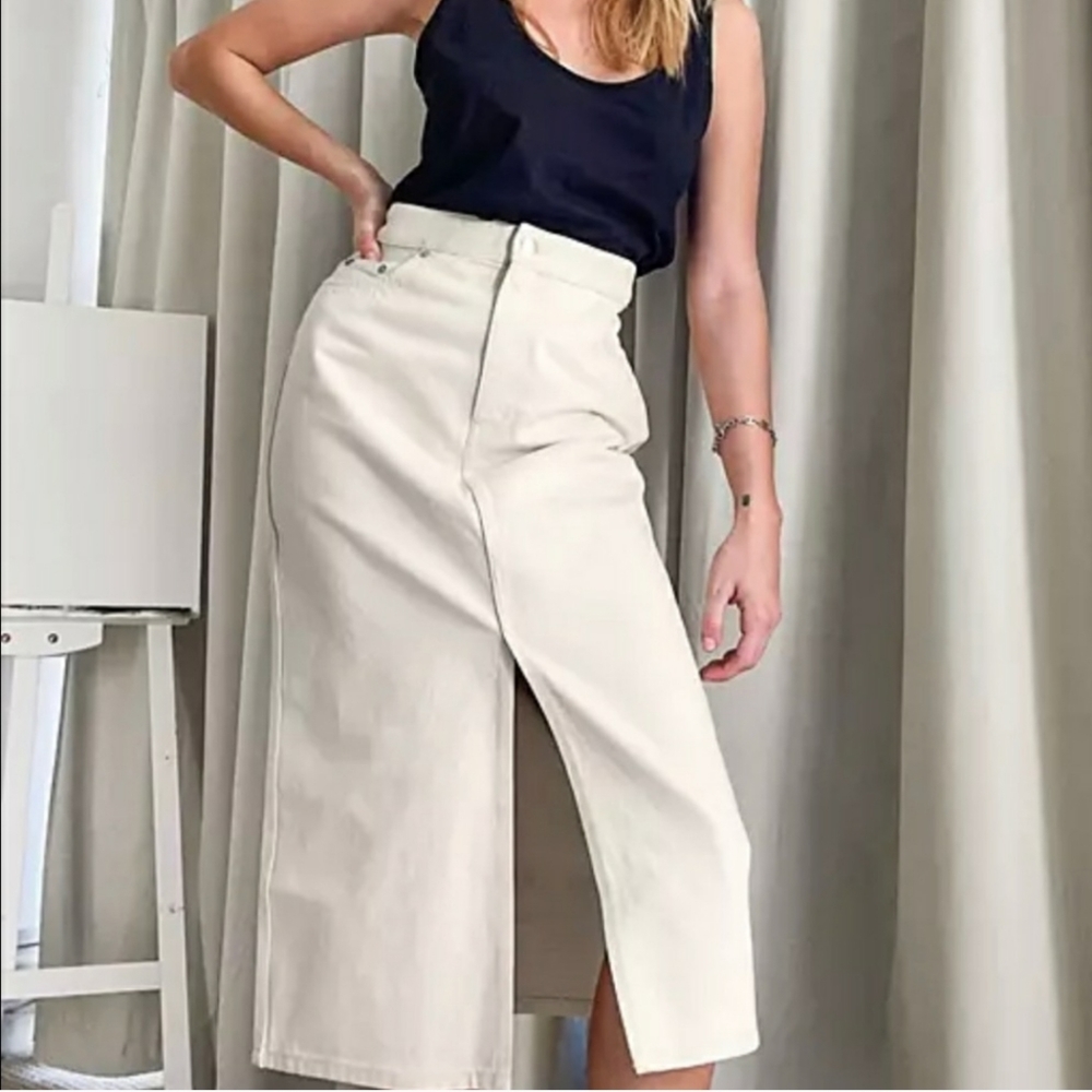 NWT & Other Stories Denim Midi Front Split Skirt Size 4